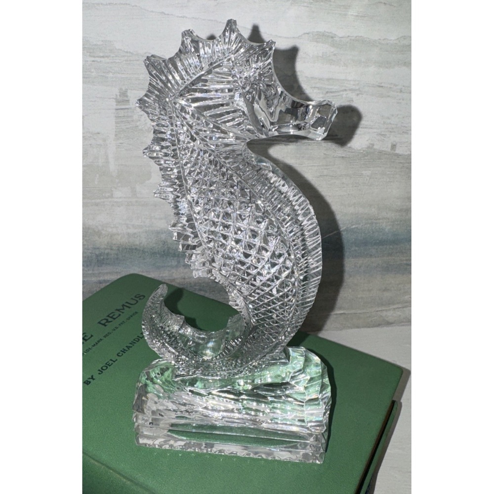 Waterford Crystal Seahorse Figurine 7" Sculpture Heritage Ireland Signed Ex Cond